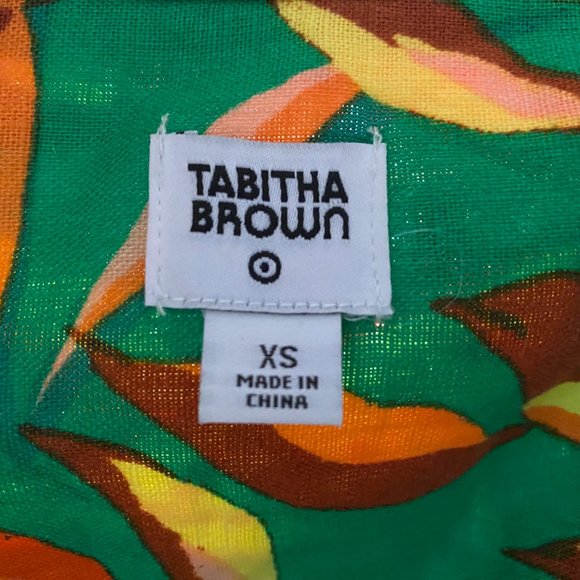 Tabitha Brown × Target orange leopard and green print button down shirt - Picture 5 of 5